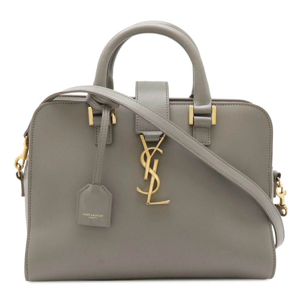 SAINT LAURENT PARIS YSL Baby Cabas 2way Shoulder Bag Leather Gray